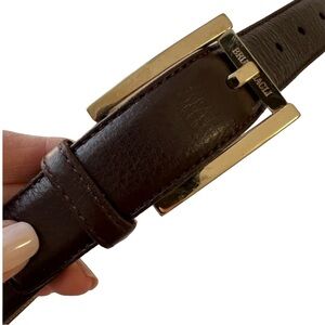 Bruno Magli Brown Leather Belt~ Solid Brass Buckle Men’s Size 34